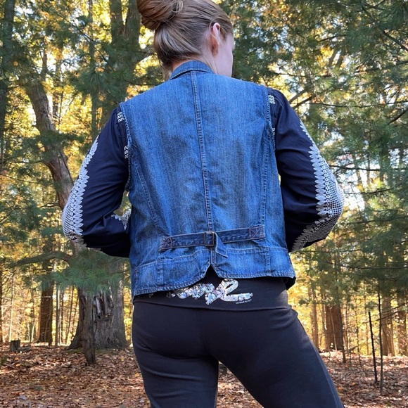 Chaps Dark Wash Denim Vest - Picture 8 of 14